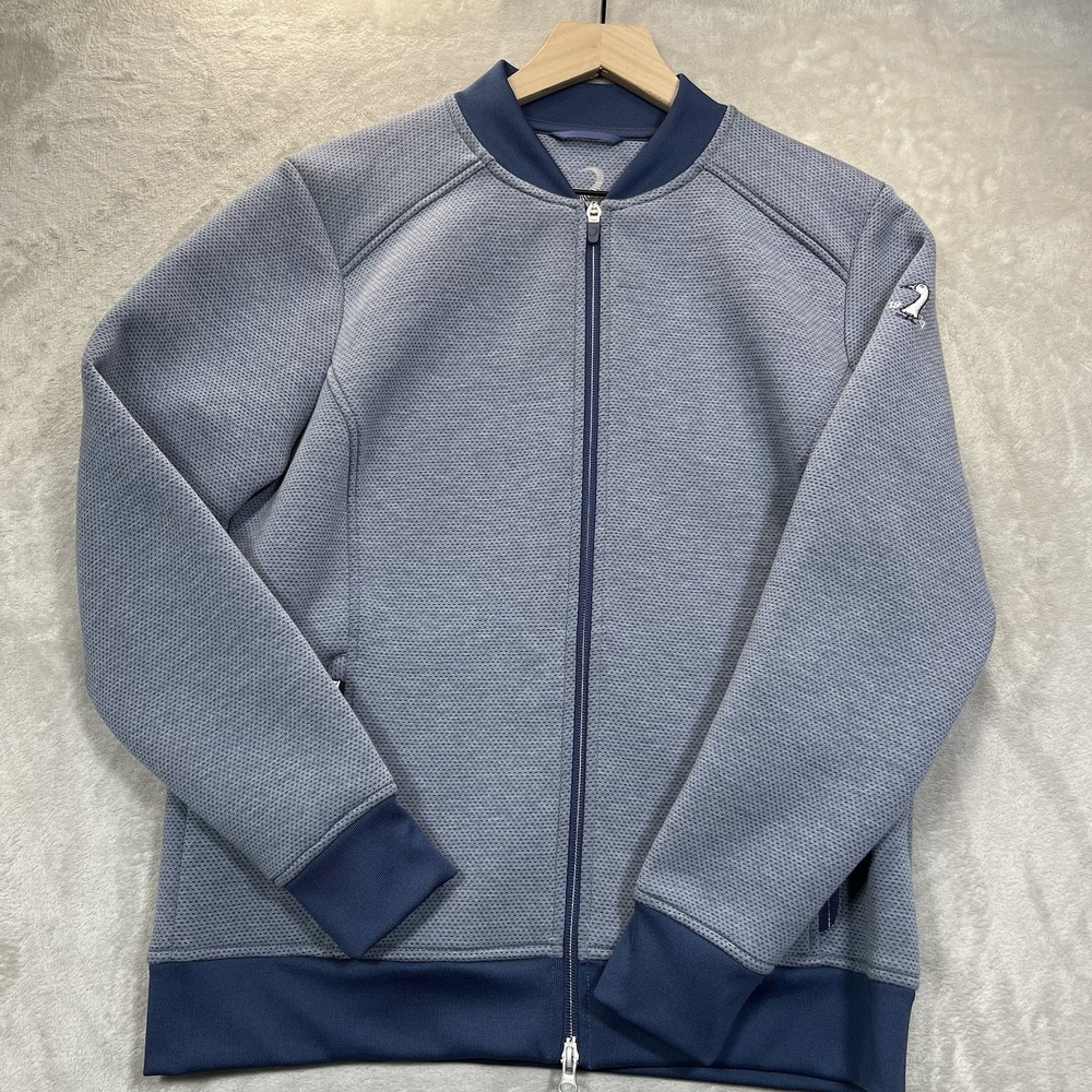 Zero Restriction Golf Jacket Women's L Blue Zip Up Frankie Knit Bomber Logo